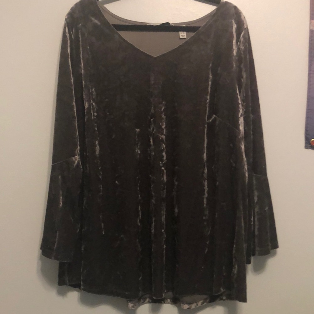Grayish/Purple Crush Velvet Blouse